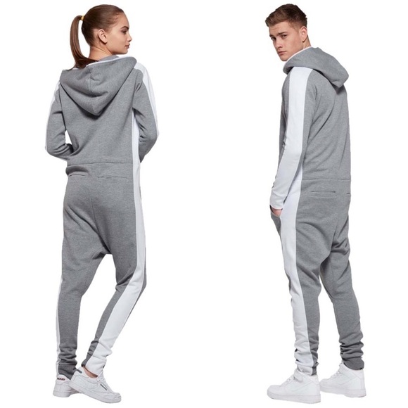 Onepiece • Racer Jumpsuit onesie navy white knit zip front loungewear unisex - Picture 15 of 16
